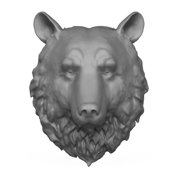 3D Printable Wild Bear Head Statue - Model preview 1