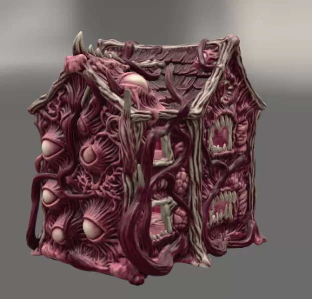 Flesh Monster Cottage STL for 3D Printing - Model preview 4