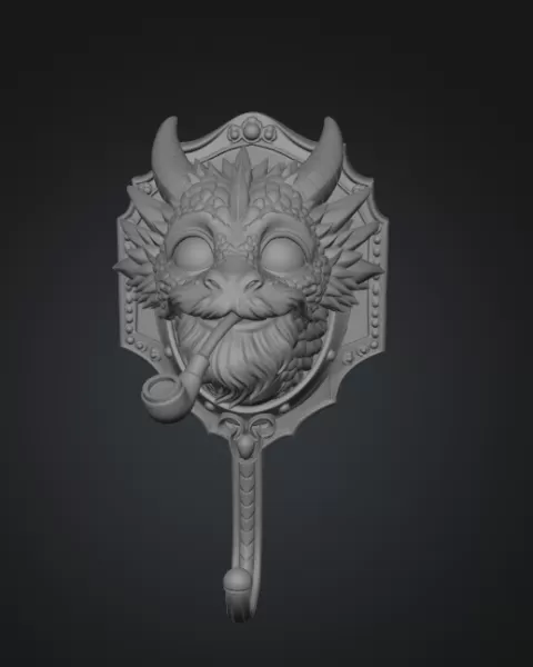 Wise Dragon Wall Hook STL File for 3D Print - Model preview 6