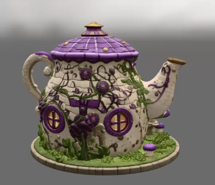Enchanted Teapot Cottage STL File for 3D Print - Model preview 11