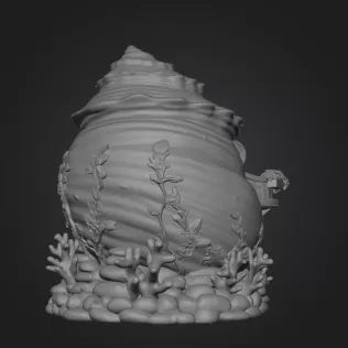 Seashell Cottage STL File 3D Printable Ocean Fantasy House - Model thumbnail 9