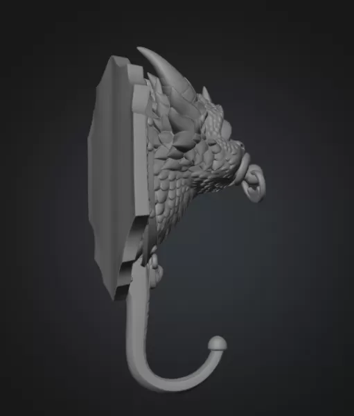 Baby Dragon Wall Hook STL File for 3D Printing - Model preview 11