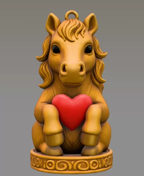 Cute Horse Ornament - STL File - Horse Pendant for 3D print - Model preview 2
