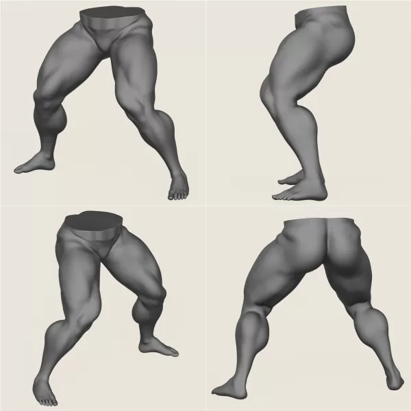 Muscular Man Leg Pose Collection - Model preview 5