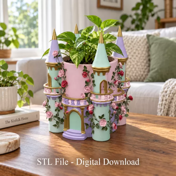 Rose Princess Castle Planter STL File for 3D Print - Model preview 1