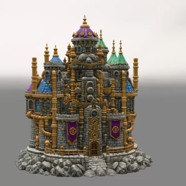 Steampunk Fantasy Castle STL File for 3D Printing - Model preview 5
