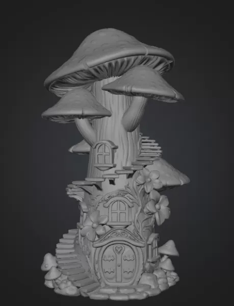 Enchanted Mushroom Tower STL File 3D Printable Fantasy Fairy Hou - Model preview 8