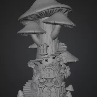 Enchanted Mushroom Tower STL File 3D Printable Fantasy Fairy Hou - Model thumbnail 8