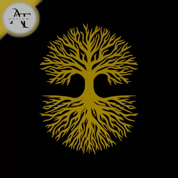 Tree with roots - Silhouette - 2D Wall Art Decor - Model preview 1