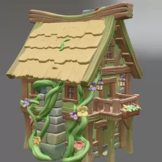 Enchanted Forest Cottage STL File 3D Printable Fantasy House - Model thumbnail 6