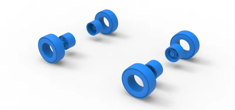 Wheel Set of Vintage AWD dragster Scale 1:25 - Model preview 11