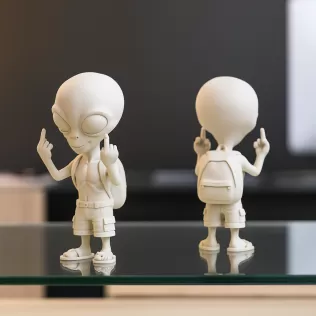 Funny Alien Figure | Middle Finger Alien Statue | Rude Sci-Fi - Model thumbnail 3