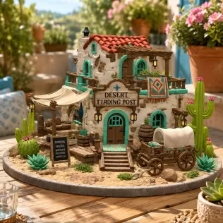 Desert Trading Post Fantasy Western Village STL File for 3D - Model thumbnail 3