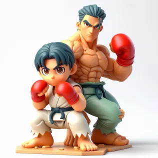 Kid and Boxer Man 3D Model