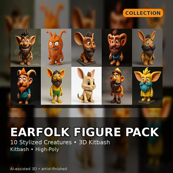 Earfolk Buddies — Whimsical Big-Ears Character Collection (10 Mo - Model preview 1