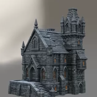 Dark Fantasy Mansion STL File for 3D Printing - Model thumbnail 3