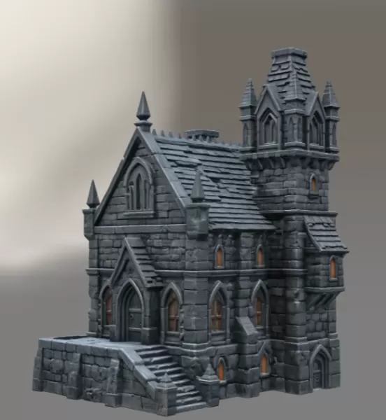 Dark Fantasy Mansion STL File for 3D Printing - Model preview 3
