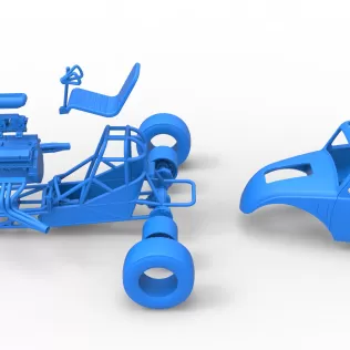 Front engine old school dragster with shell V11 Scale 1:25 - Model thumbnail 23