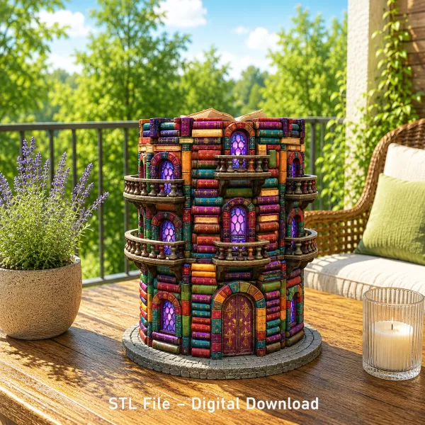 📚 Enchanted Library Tower STL File for 3D Print - Model preview 2