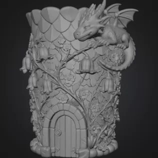 Enchanted Dragon Flower Tower Vase - Model thumbnail 12