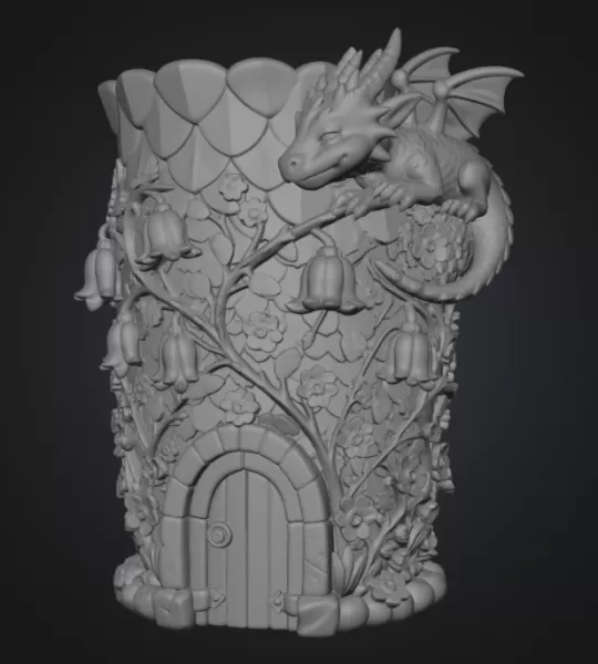 Enchanted Dragon Flower Tower Vase - Model preview 12