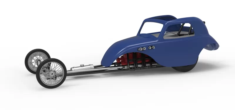 Front engine old school dragster with shell V13 Scale 1:25 - Model preview 1