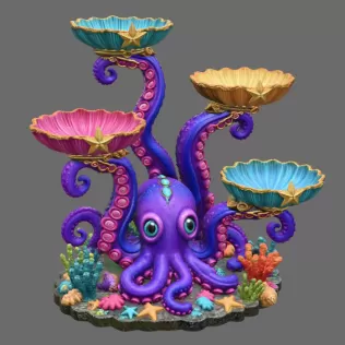 Magical Ocean Octopus Organizer STL File for 3D Print - Model thumbnail 9