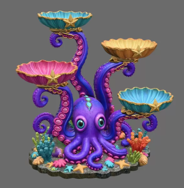 Magical Ocean Octopus Organizer STL File for 3D Print - Model preview 9