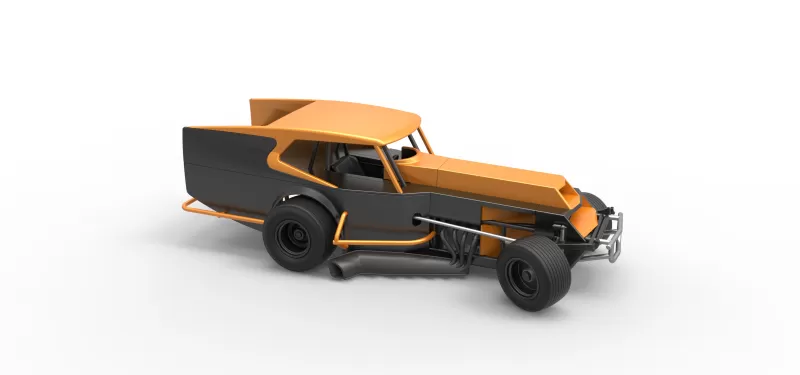 Vintage Dirt Modified stock car Version 5 while turning 1:25 - Model preview 24