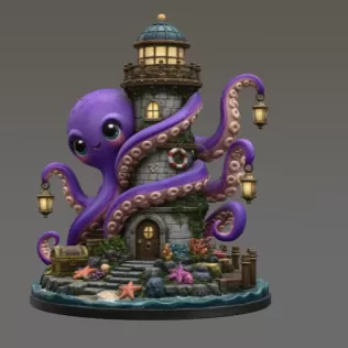 Octopus Lighthouse Keeper STL File for 3D Print - Model thumbnail 6
