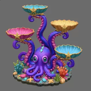 Magical Ocean Octopus Organizer STL File for 3D Print - Model thumbnail 7