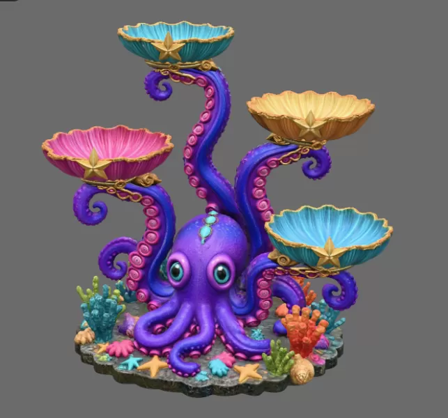 Magical Ocean Octopus Organizer STL File for 3D Print - Model preview 7