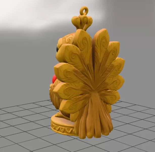 Peacock Heart Charm - STL file - Model preview 3