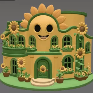 🌻 Happy Sunflower House STL File for 3D Print - Model thumbnail 5