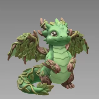 Wood Dragon – STL File 3D Printable Fantasy Dragon Figurine - Model thumbnail 8