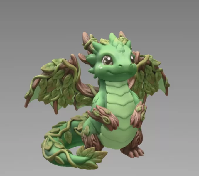 Wood Dragon – STL File 3D Printable Fantasy Dragon Figurine - Model preview 8