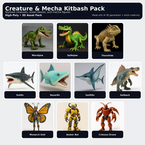 Creature & Mecha Kitbash Collection - Model preview 1