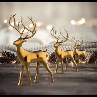 3 pcs. Miniature Deer Family, Christmas Decor Reindeer Set - Model thumbnail 1