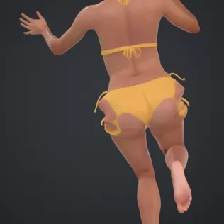 Frau am Strand mit ball springend - Model thumbnail 3