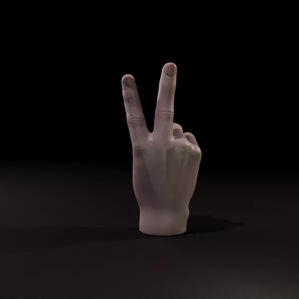 Realistic Peace Sign Hand Candle 3D Printable Model - Model preview 2