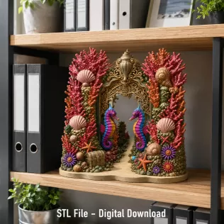 Coral Seahorse Fantasy Gateway STL File for 3D Print - Model thumbnail 2