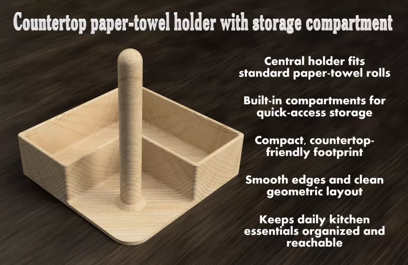Countertop paper-towel holder with a storage compartment - Model preview 1