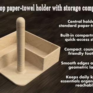 Countertop paper-towel holder with a storage compartment