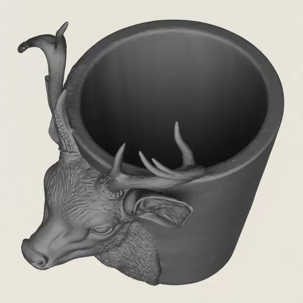 Deer Head Planter Print Ready 3D Model - Model preview 2