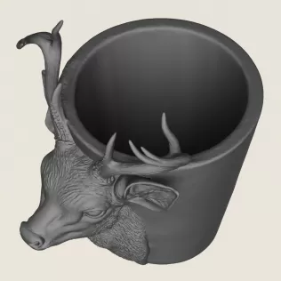 Deer Head Planter Print Ready 3D Model - Model thumbnail 2