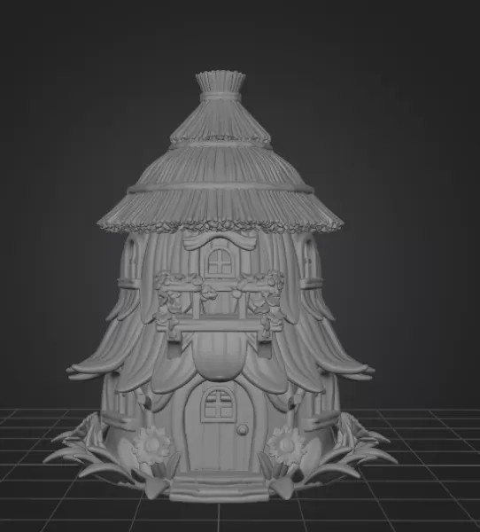 Fantasy Straw Cottage – STL File 3D Printable Fairy House - Model preview 8
