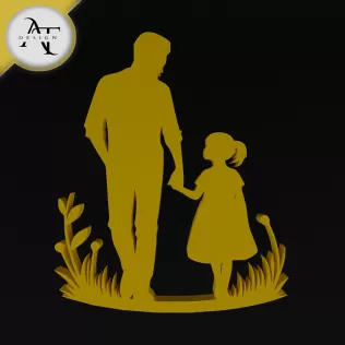 Dad and daughter - Silhouette - 2D Wall Art Decor