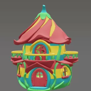 Colorful Fantasy Fairy House - STL File 3D Printable - Model thumbnail 3