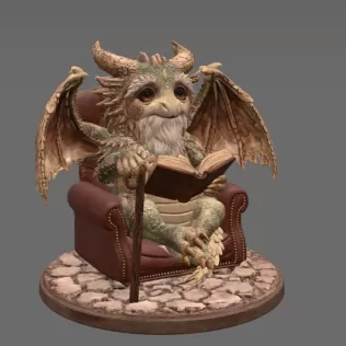 Wise Scholar Dragon STL File 3D Print - Model thumbnail 4