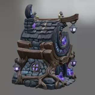 Moonlit Mystic Cottage STL File for 3D Print - Model thumbnail 8